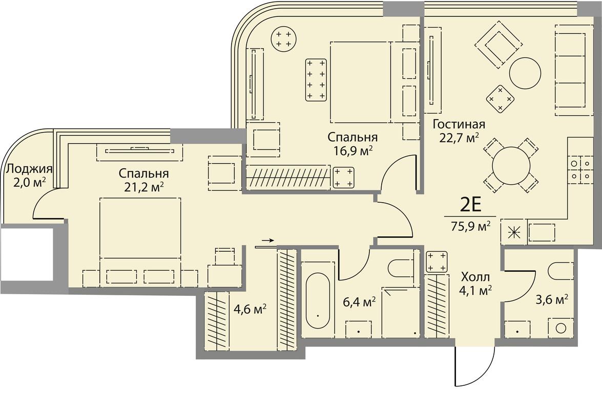 2-BD Apartment Sale, 76.2 sq. m. at Stories, zhiloy kompleks Storis na Mosfilmovskoy, kvartal Kinematograficheskiy, Moscow, Russia #1 2-BD Apartment Sale, 76.2 sq. m. at Stories, zhiloy kompleks Storis na Mosfilmovskoy, kvartal Kinematograficheskiy, Moscow, Russia #1