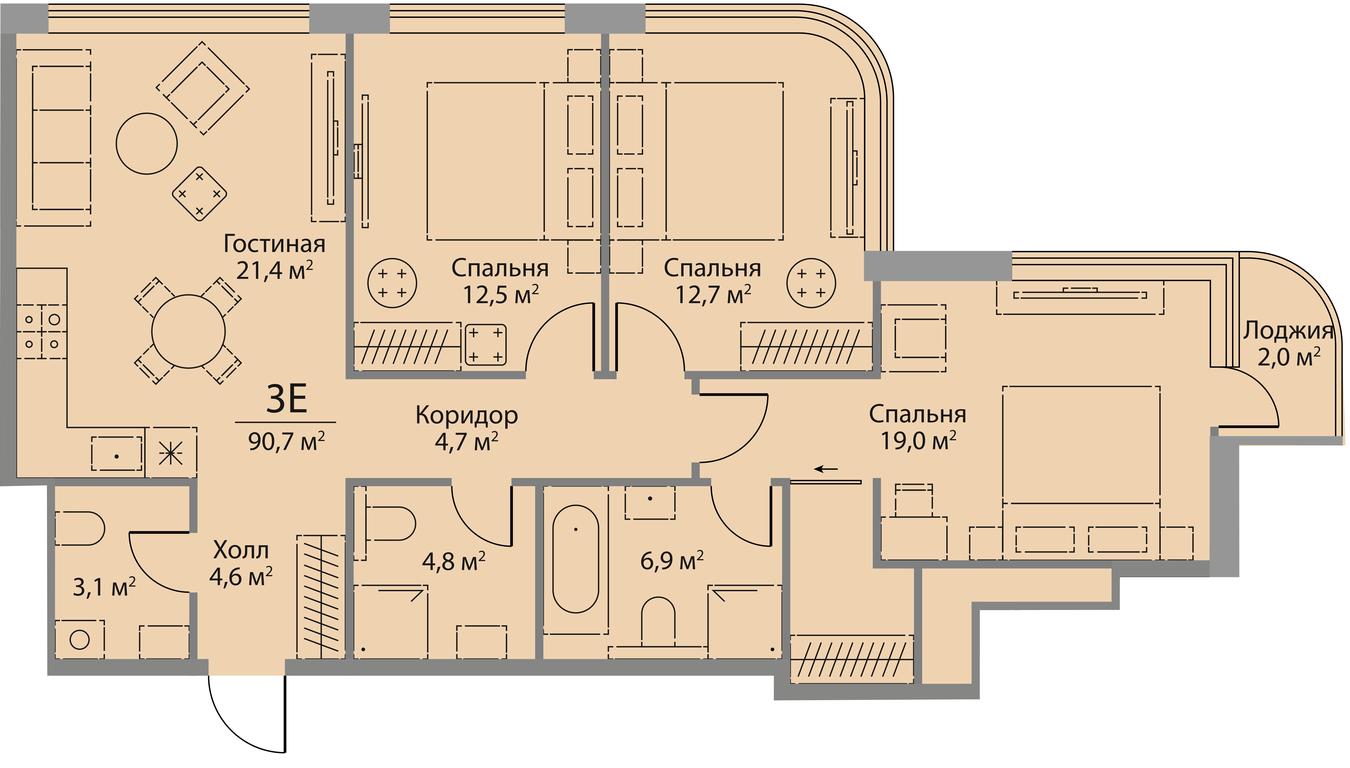 3-BD Apartment Sale, 91.3 sq. m. at Stories, zhiloy kompleks Storis na Mosfilmovskoy, kvartal Kinematograficheskiy, Moscow, Russia #1 3-BD Apartment Sale, 91.3 sq. m. at Stories, zhiloy kompleks Storis na Mosfilmovskoy, kvartal Kinematograficheskiy, Moscow, Russia #1