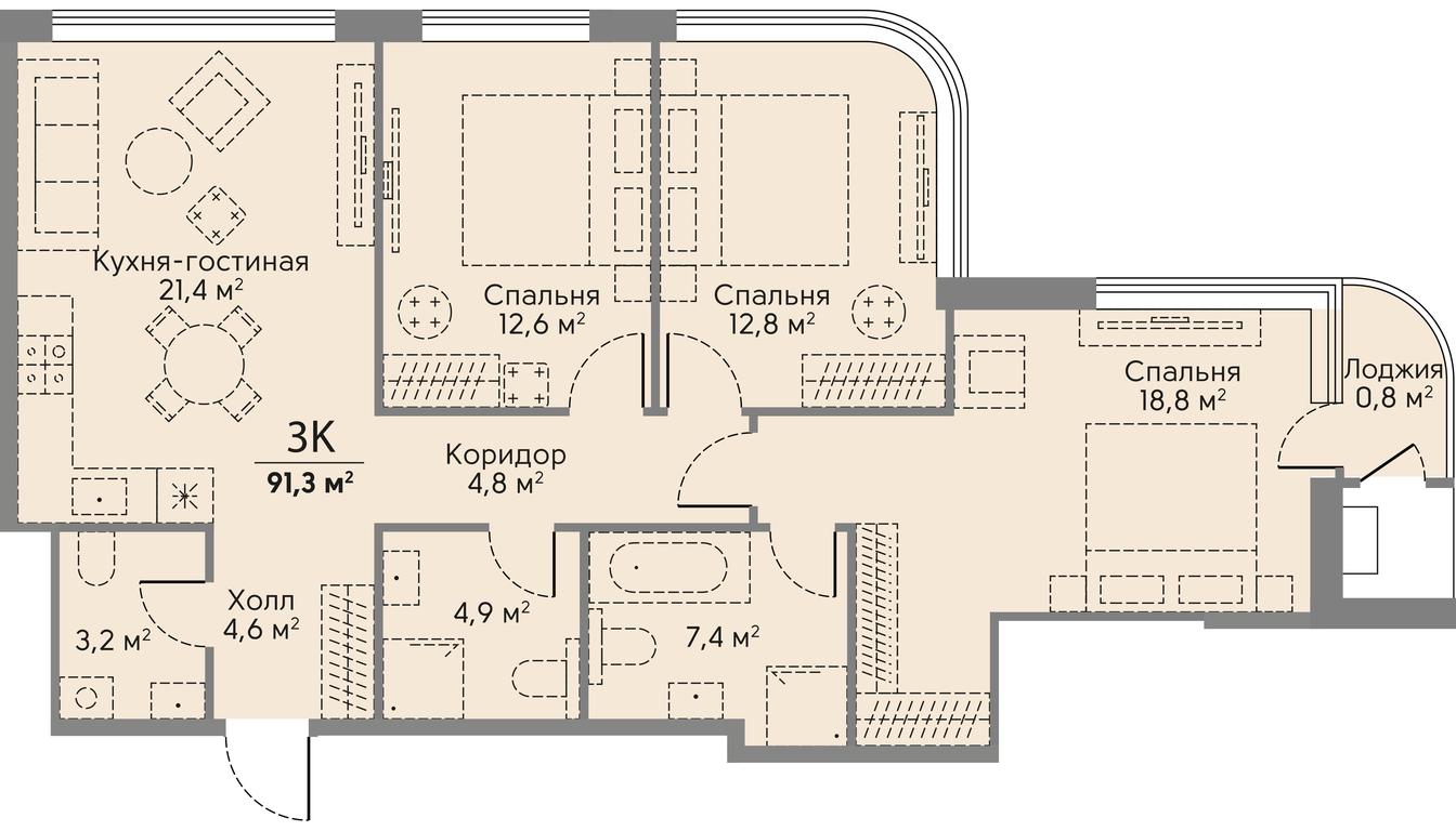 3-BD Apartment Sale, 91.3 sq. m. at Stories, zhiloy kompleks Storis na Mosfilmovskoy, kvartal Kinematograficheskiy, Moscow, Russia #2 3-BD Apartment Sale, 91.3 sq. m. at Stories, zhiloy kompleks Storis na Mosfilmovskoy, kvartal Kinematograficheskiy, Moscow, Russia #2