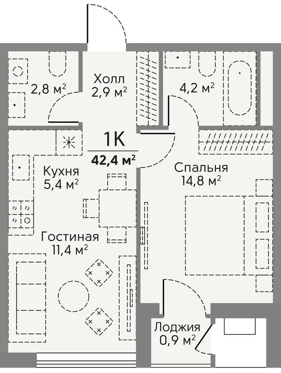 1-BD Apartment Sale, 42.4平方米 at Stories, zhiloy kompleks Storis na Mosfilmovskoy, kvartal Kinematograficheskiy, Moscow, Russia #2 1-BD Apartment Sale, 42.4平方米 at Stories, zhiloy kompleks Storis na Mosfilmovskoy, kvartal Kinematograficheskiy, Moscow, Russia #2