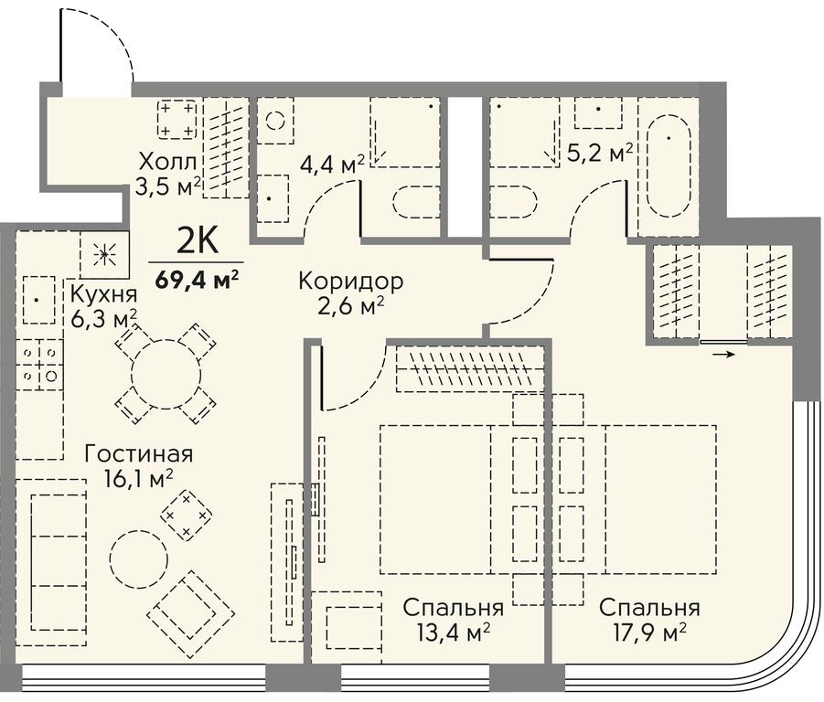 2-BD Apartment Sale, 69.4 sq. m. at Stories, zhiloy kompleks Storis na Mosfilmovskoy, kvartal Kinematograficheskiy, Moscow, Russia #2 2-BD Apartment Sale, 69.4 sq. m. at Stories, zhiloy kompleks Storis na Mosfilmovskoy, kvartal Kinematograficheskiy, Moscow, Russia #2