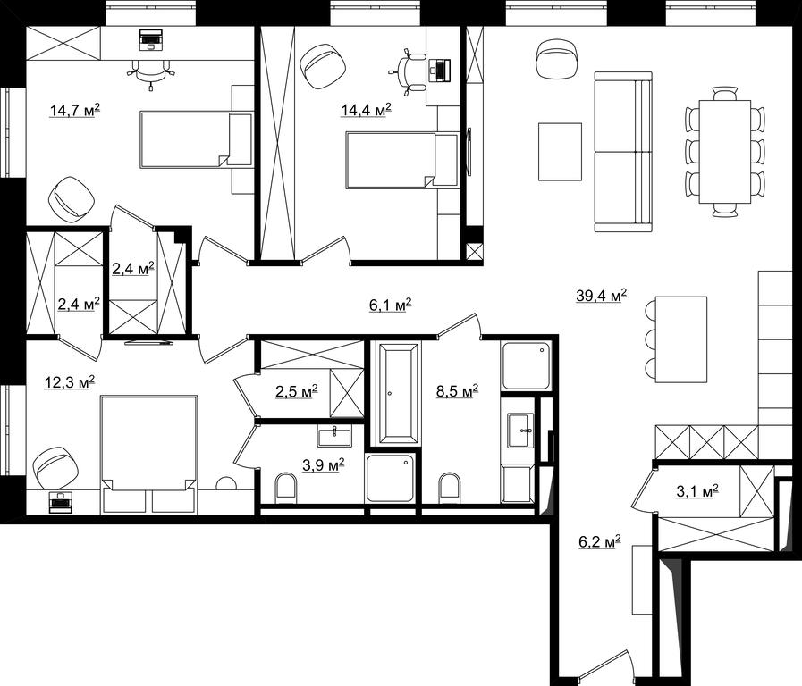 Apartment Sale, 117.51 sq. m. at River Residences, Tamanskaya Street, 1, Moscow, Russia #2