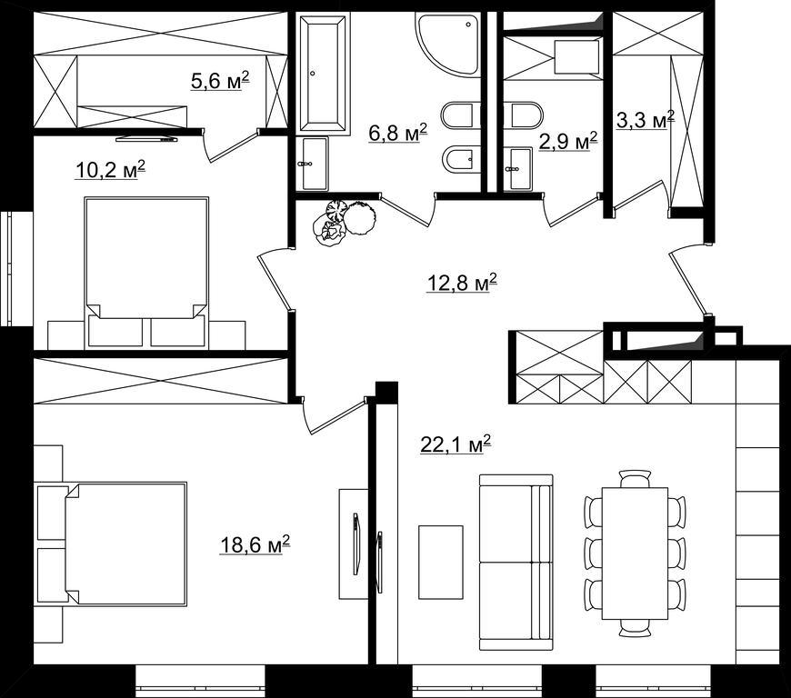 Apartment Sale, 77.63 sq. m. at River Residences, Tamanskaya Street, 1, Moscow, Russia #2