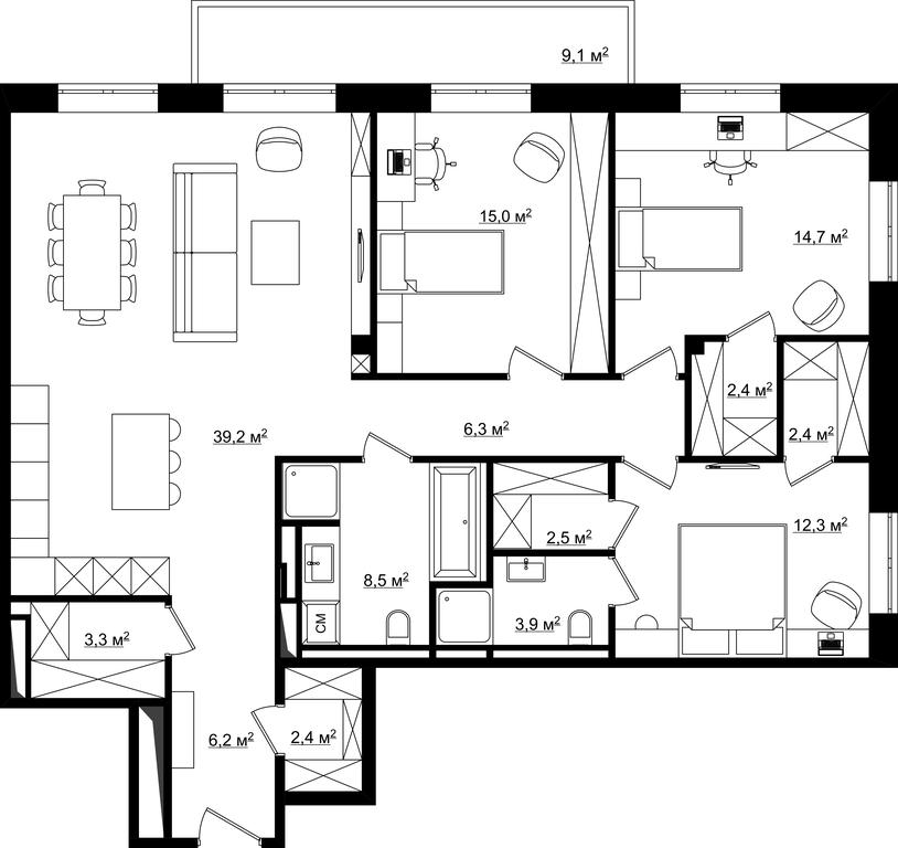 Apartment Sale, 120.75 sq. m. at River Residences, Tamanskaya Street, 1, Moscow, Russia #2