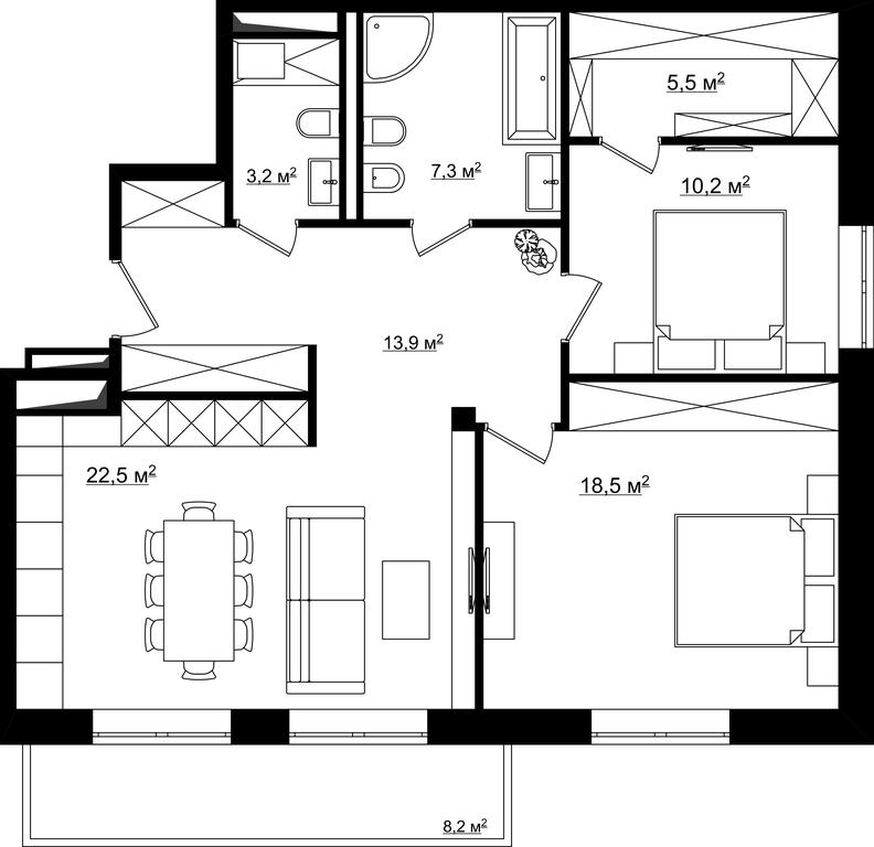Apartment Sale, 81.97 sq. m. at River Residences, Tamanskaya Street, 1, Moscow, Russia #2 Apartment Sale, 81.97 sq. m. at River Residences, Tamanskaya Street, 1, Moscow, Russia #2