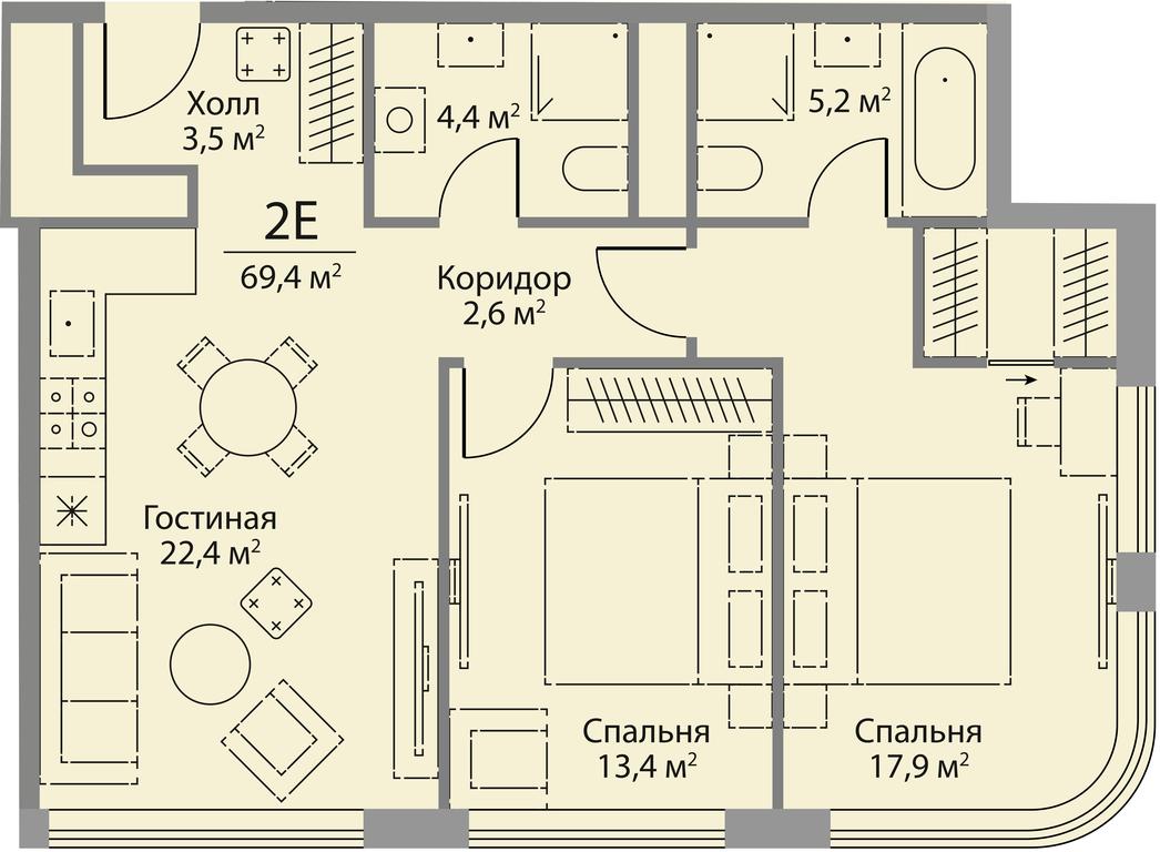 2-BD Apartment Sale, 69.4 sq. m. at Stories, zhiloy kompleks Storis na Mosfilmovskoy, kvartal Kinematograficheskiy, Moscow, Russia #1 2-BD Apartment Sale, 69.4 sq. m. at Stories, zhiloy kompleks Storis na Mosfilmovskoy, kvartal Kinematograficheskiy, Moscow, Russia #1