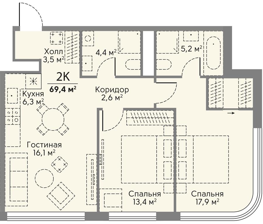 2-BD Apartment Sale, 69.4 sq. m. at Stories, zhiloy kompleks Storis na Mosfilmovskoy, kvartal Kinematograficheskiy, Moscow, Russia #2 2-BD Apartment Sale, 69.4 sq. m. at Stories, zhiloy kompleks Storis na Mosfilmovskoy, kvartal Kinematograficheskiy, Moscow, Russia #2