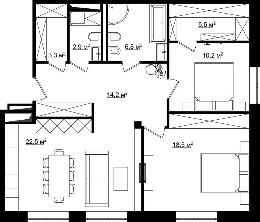 Apartment Sale, 84.75 sq. m. at River Residences, Tamanskaya Street, 1, Moscow, Russia #2