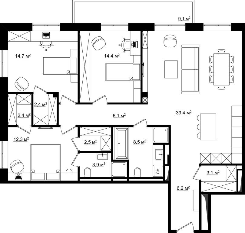 Apartment Sale, 117.54 sq. m. at River Residences, Tamanskaya Street, 1, Moscow, Russia #2