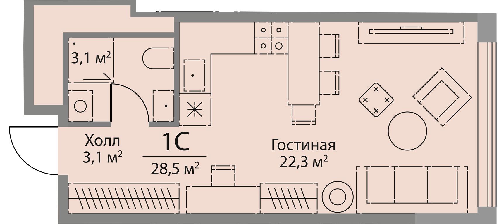 Apartment Sale, 28.5 sq. m. at Stories, zhiloy kompleks Storis na Mosfilmovskoy, kvartal Kinematograficheskiy, Moscow, Russia #1