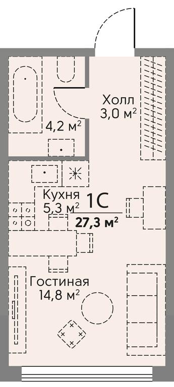 Apartment Sale, 27.3 sq. m. at Stories, zhiloy kompleks Storis na Mosfilmovskoy, kvartal Kinematograficheskiy, Moscow, Russia #2