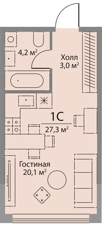 Apartment Sale, 27.3 sq. m. at Stories, zhiloy kompleks Storis na Mosfilmovskoy, kvartal Kinematograficheskiy, Moscow, Russia #1