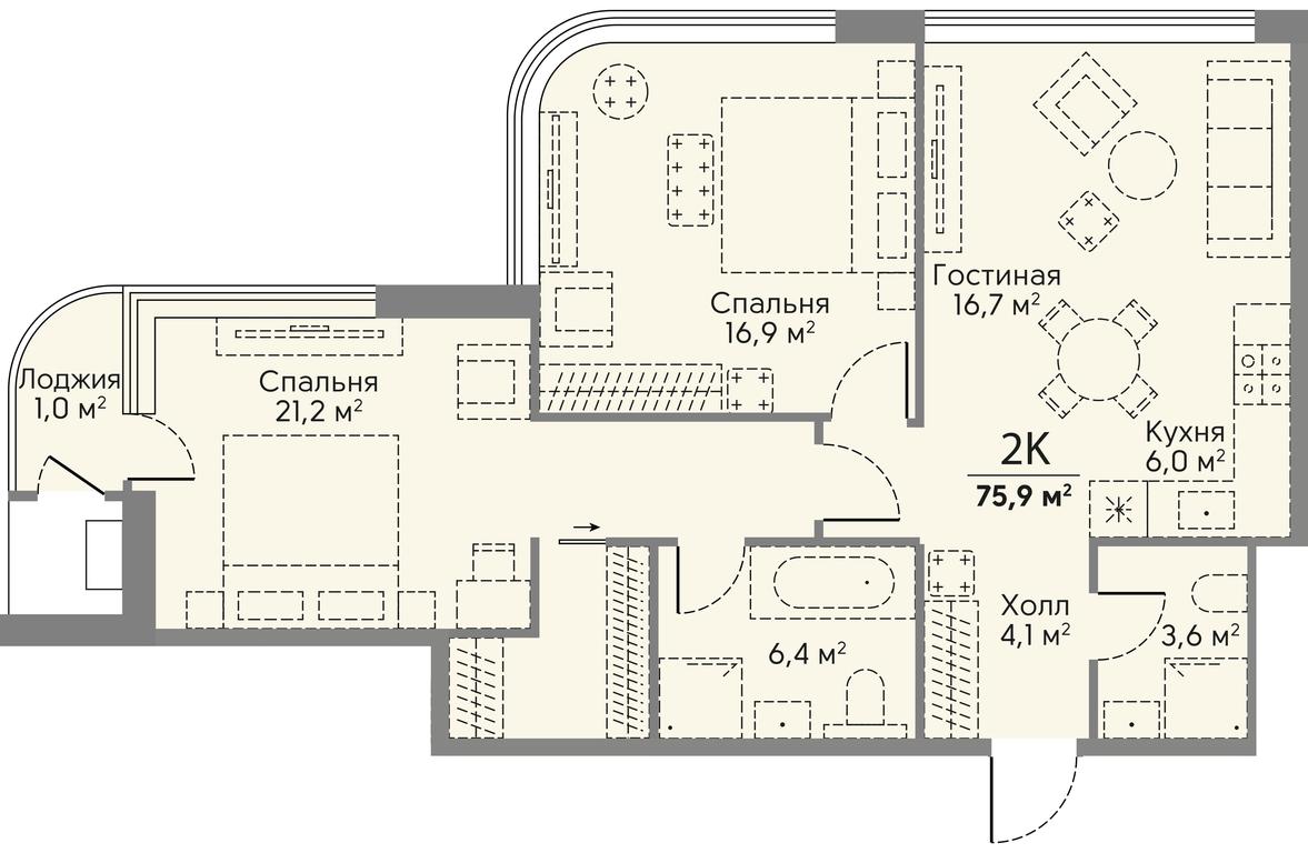 2-BD Apartment Sale, 75.9 sq. m. at Stories, zhiloy kompleks Storis na Mosfilmovskoy, kvartal Kinematograficheskiy, Moscow, Russia #2 2-BD Apartment Sale, 75.9 sq. m. at Stories, zhiloy kompleks Storis na Mosfilmovskoy, kvartal Kinematograficheskiy, Moscow, Russia #2