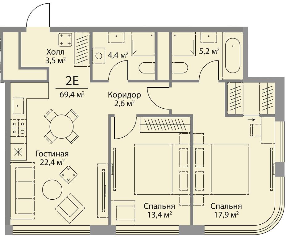 2-BD Apartment Sale, 70 sq. m. at Stories, zhiloy kompleks Storis na Mosfilmovskoy, kvartal Kinematograficheskiy, Moscow, Russia #1 2-BD Apartment Sale, 70 sq. m. at Stories, zhiloy kompleks Storis na Mosfilmovskoy, kvartal Kinematograficheskiy, Moscow, Russia #1