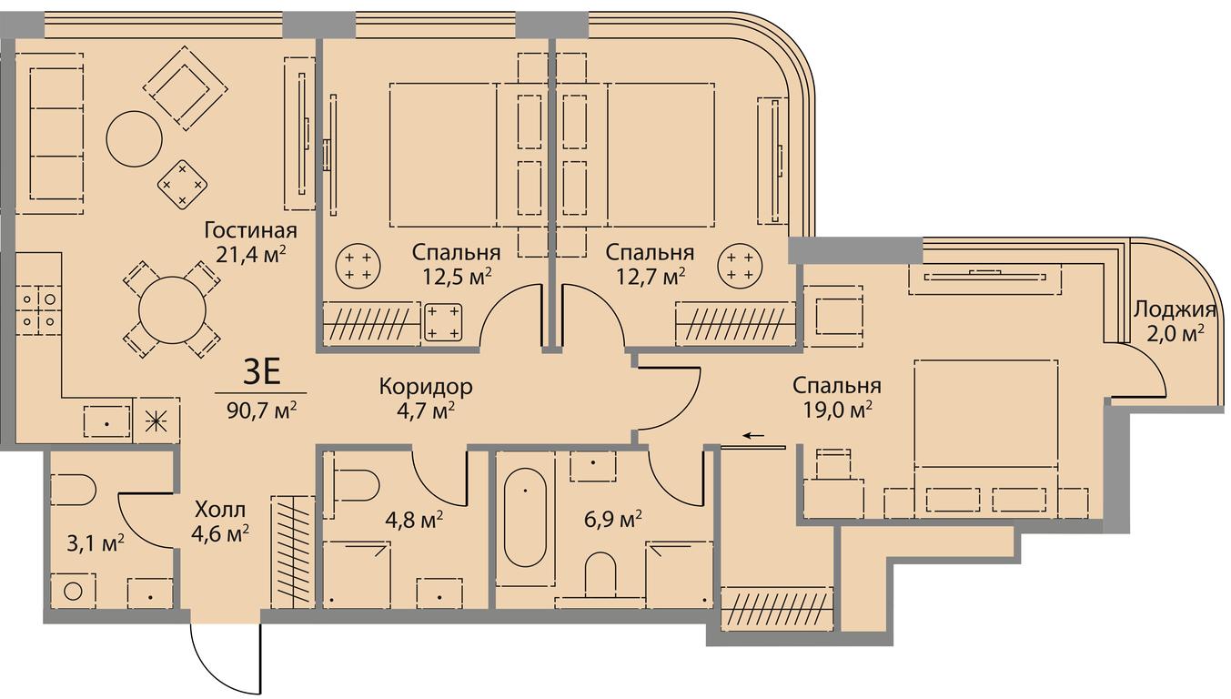 3-BD Apartment Sale, 90.7 sq. m. at Stories, zhiloy kompleks Storis na Mosfilmovskoy, kvartal Kinematograficheskiy, Moscow, Russia #1 3-BD Apartment Sale, 90.7 sq. m. at Stories, zhiloy kompleks Storis na Mosfilmovskoy, kvartal Kinematograficheskiy, Moscow, Russia #1