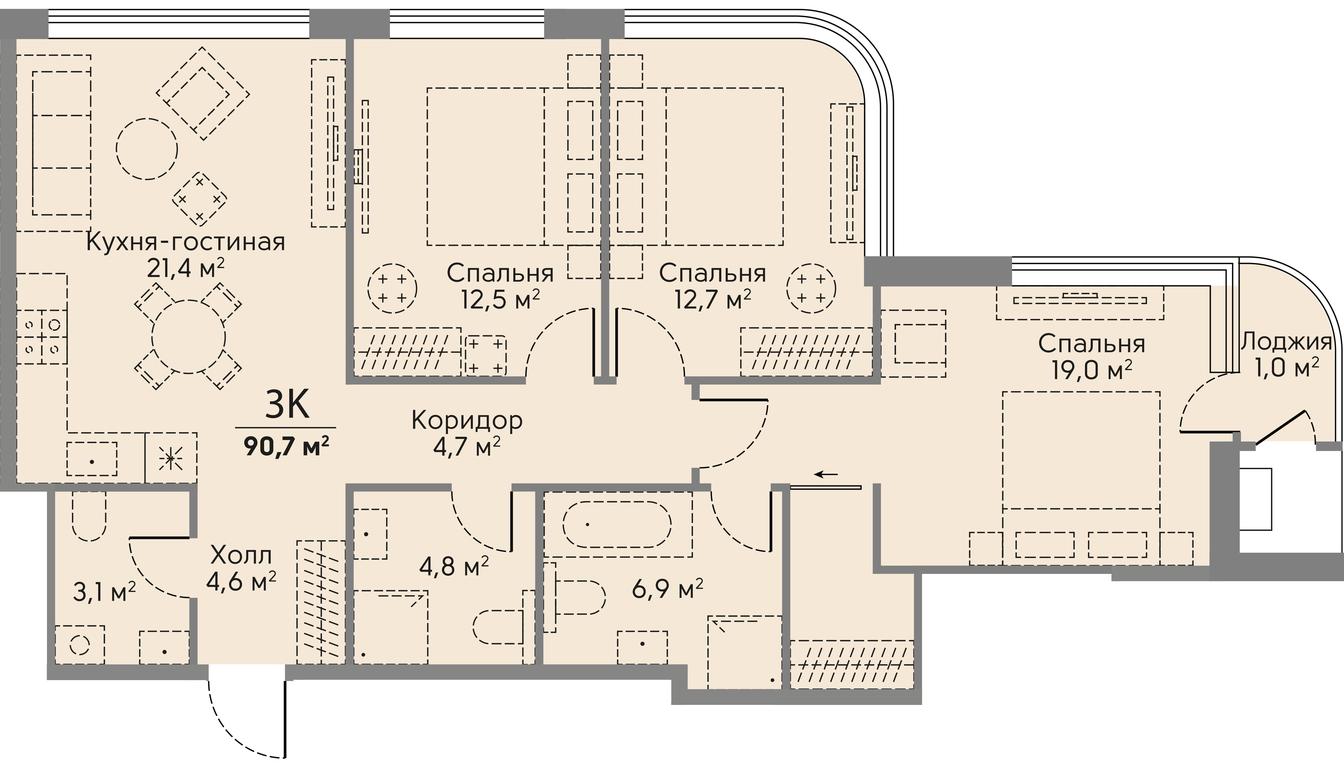 3-BD Apartment Sale, 90.7 sq. m. at Stories, zhiloy kompleks Storis na Mosfilmovskoy, kvartal Kinematograficheskiy, Moscow, Russia #2 3-BD Apartment Sale, 90.7 sq. m. at Stories, zhiloy kompleks Storis na Mosfilmovskoy, kvartal Kinematograficheskiy, Moscow, Russia #2