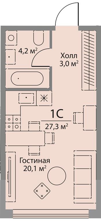 Apartment Sale, 27.4 sq. m. at Stories, zhiloy kompleks Storis na Mosfilmovskoy, kvartal Kinematograficheskiy, Moscow, Russia #1