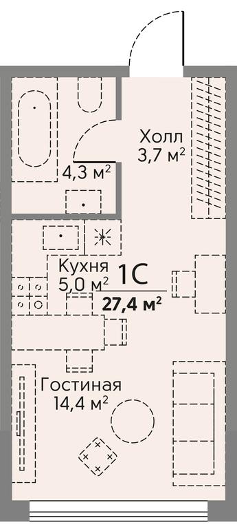 Apartment Sale, 27.4 sq. m. at Stories, zhiloy kompleks Storis na Mosfilmovskoy, kvartal Kinematograficheskiy, Moscow, Russia #2