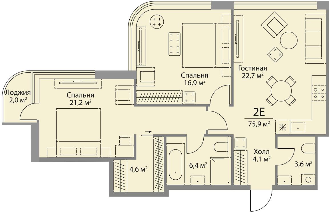3-BD Apartment Sale, 131.4平方米 at Stories, zhiloy kompleks Storis na Mosfilmovskoy, kvartal Kinematograficheskiy, Moscow, Russia #1