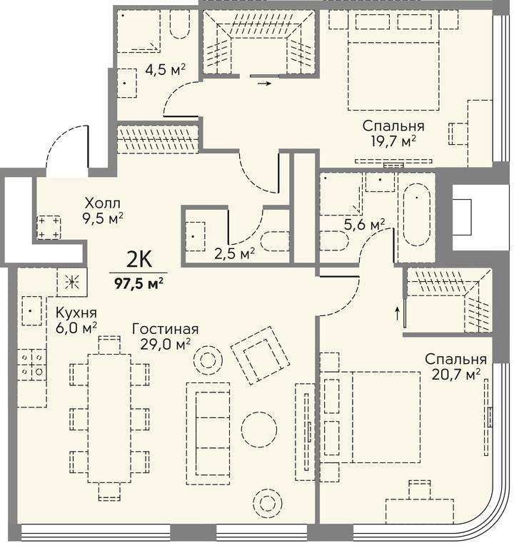 2-BD Apartment Sale, 97.5 sq. m. at Stories, zhiloy kompleks Storis na Mosfilmovskoy, kvartal Kinematograficheskiy, Moscow, Russia #2 2-BD Apartment Sale, 97.5 sq. m. at Stories, zhiloy kompleks Storis na Mosfilmovskoy, kvartal Kinematograficheskiy, Moscow, Russia #2