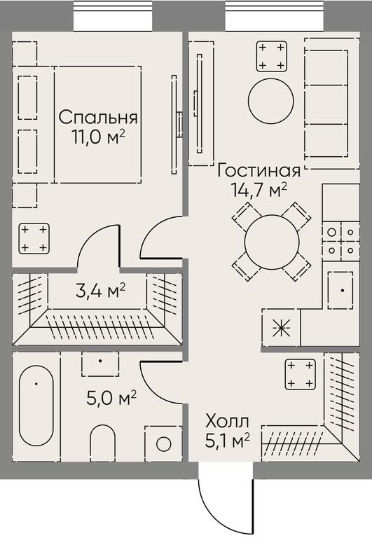1-BD Apartment Sale, 39.2平方米 at Stories, zhiloy kompleks Storis na Mosfilmovskoy, kvartal Kinematograficheskiy, Moscow, Russia #1