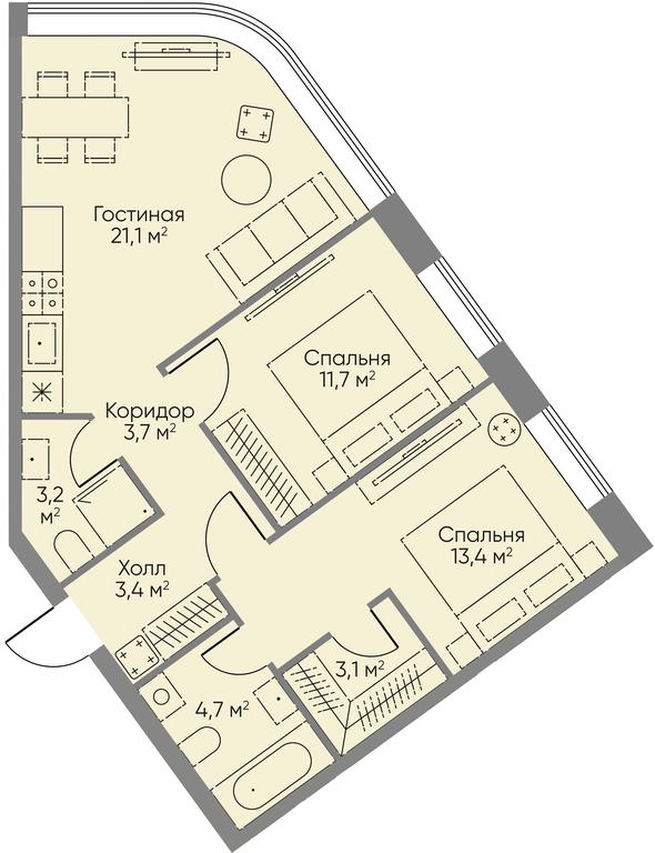2-BD Apartment Sale, 64.9平方米 at Stories, zhiloy kompleks Storis na Mosfilmovskoy, kvartal Kinematograficheskiy, Moscow, Russia #1 2-BD Apartment Sale, 64.9平方米 at Stories, zhiloy kompleks Storis na Mosfilmovskoy, kvartal Kinematograficheskiy, Moscow, Russia #1