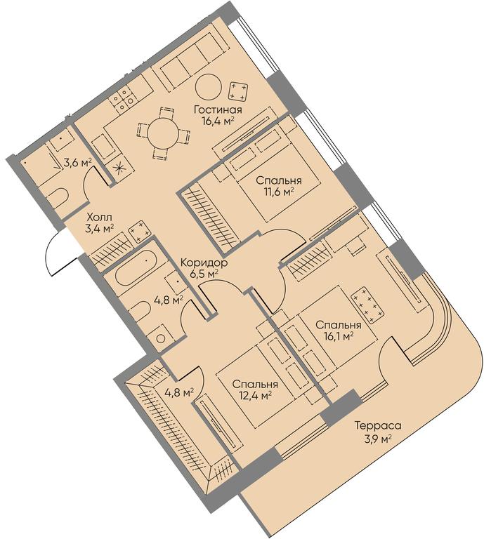3-BD Apartment Sale, 81.8 sq. m. at Stories, zhiloy kompleks Storis na Mosfilmovskoy, kvartal Kinematograficheskiy, Moscow, Russia #1