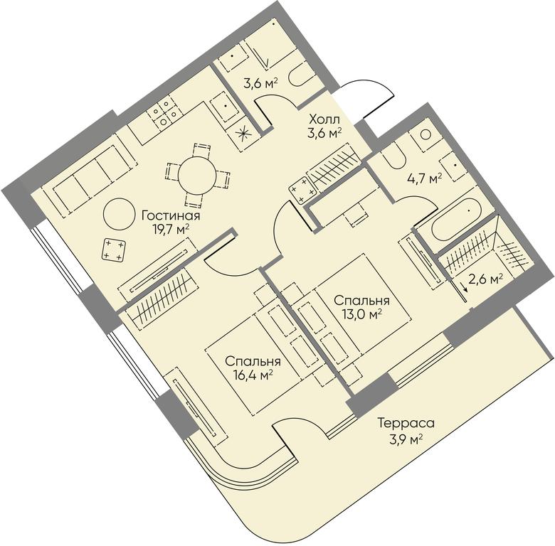 2-BD Apartment Sale, 66.6平方米 at Stories, zhiloy kompleks Storis na Mosfilmovskoy, kvartal Kinematograficheskiy, Moscow, Russia #1 2-BD Apartment Sale, 66.6平方米 at Stories, zhiloy kompleks Storis na Mosfilmovskoy, kvartal Kinematograficheskiy, Moscow, Russia #1