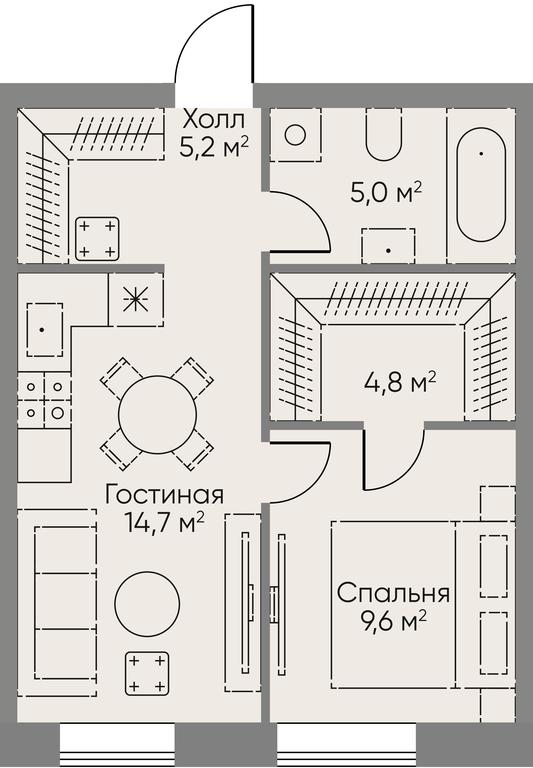 1-BD Apartment Sale, 39.3平方米 at Stories, zhiloy kompleks Storis na Mosfilmovskoy, kvartal Kinematograficheskiy, Moscow, Russia #1