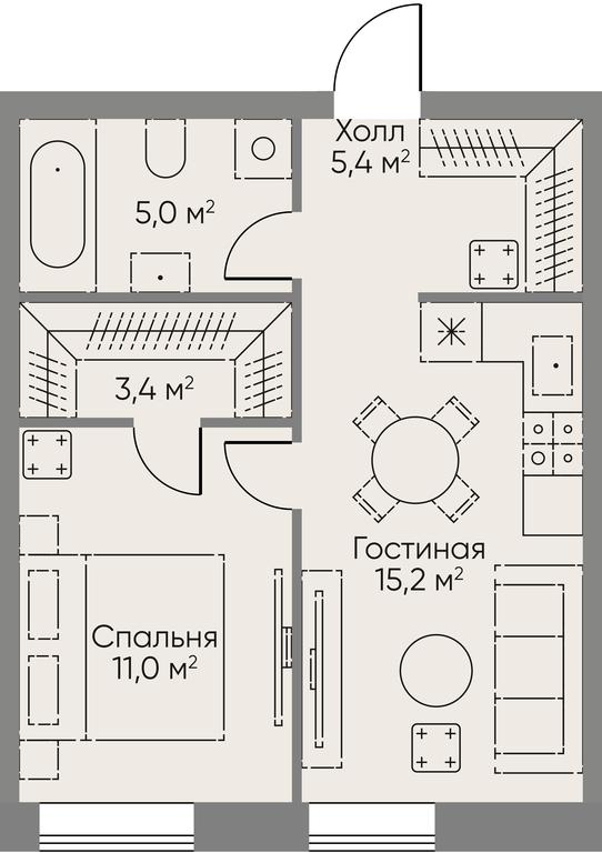 1-BD Apartment Sale, 40.1平方米 at Stories, zhiloy kompleks Storis na Mosfilmovskoy, kvartal Kinematograficheskiy, Moscow, Russia #1
