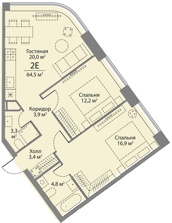 2-BD Apartment Sale, 64.5 sq. m. at Stories, zhiloy kompleks Storis na Mosfilmovskoy, kvartal Kinematograficheskiy, Moscow, Russia #2 2-BD Apartment Sale, 64.5 sq. m. at Stories, zhiloy kompleks Storis na Mosfilmovskoy, kvartal Kinematograficheskiy, Moscow, Russia #2