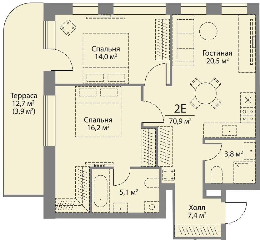 2-BD Apartment Sale, 71.2 sq. m. at Stories, zhiloy kompleks Storis na Mosfilmovskoy, kvartal Kinematograficheskiy, Moscow, Russia #2 2-BD Apartment Sale, 71.2 sq. m. at Stories, zhiloy kompleks Storis na Mosfilmovskoy, kvartal Kinematograficheskiy, Moscow, Russia #2