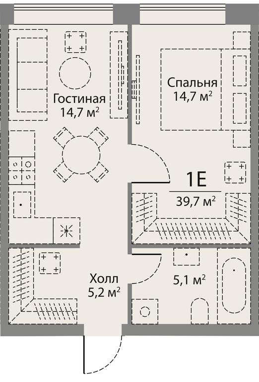 1-BD Apartment Sale, 39.7 sq. m. at Stories, zhiloy kompleks Storis na Mosfilmovskoy, kvartal Kinematograficheskiy, Moscow, Russia #2