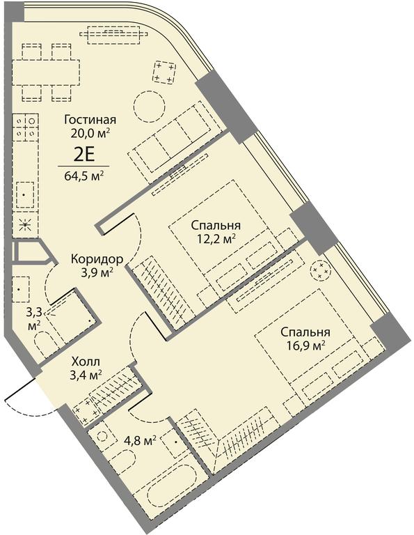 2-BD Apartment Sale, 64.5平方米 at Stories, zhiloy kompleks Storis na Mosfilmovskoy, kvartal Kinematograficheskiy, Moscow, Russia #2 2-BD Apartment Sale, 64.5平方米 at Stories, zhiloy kompleks Storis na Mosfilmovskoy, kvartal Kinematograficheskiy, Moscow, Russia #2