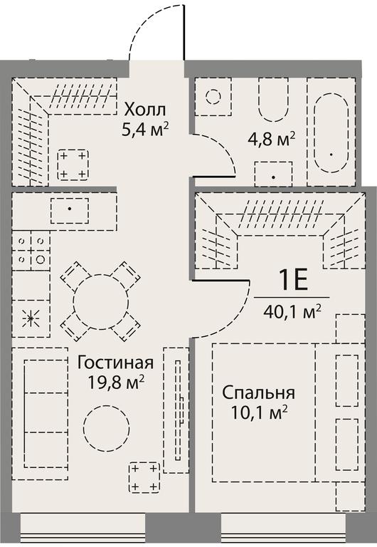 1-BD Apartment Sale, 40.7平方米 at Stories, zhiloy kompleks Storis na Mosfilmovskoy, kvartal Kinematograficheskiy, Moscow, Russia #2