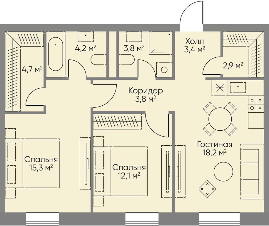 1-BD Apartment Sale, 40.7平方米 at Stories, zhiloy kompleks Storis na Mosfilmovskoy, kvartal Kinematograficheskiy, Moscow, Russia #1