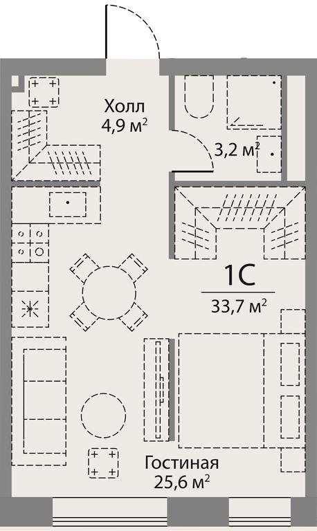 Apartment Sale, 33.8 sq. m. at Stories, zhiloy kompleks Storis na Mosfilmovskoy, kvartal Kinematograficheskiy, Moscow, Russia #2