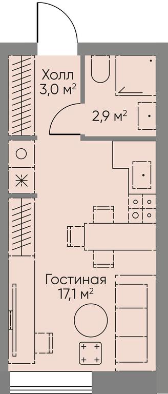 Apartment Sale, 23 sq. m. at Stories, zhiloy kompleks Storis na Mosfilmovskoy, kvartal Kinematograficheskiy, Moscow, Russia #1