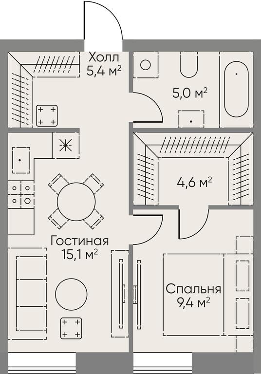 1-BD Apartment Sale, 39.7平方米 at Stories, zhiloy kompleks Storis na Mosfilmovskoy, kvartal Kinematograficheskiy, Moscow, Russia #1