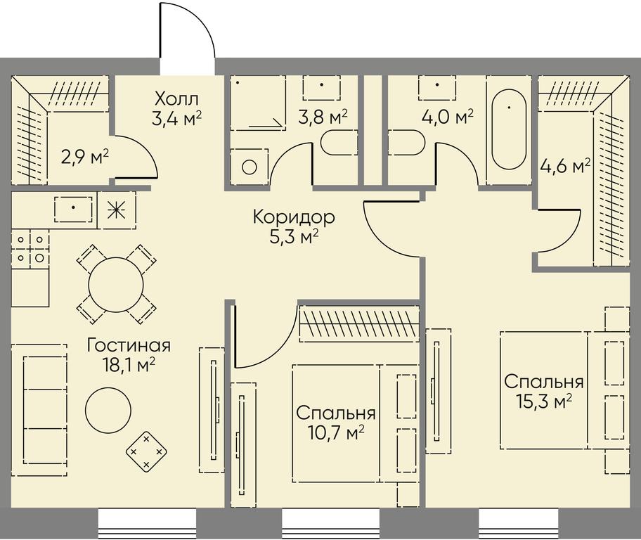 2-BD Apartment Sale, 66.5 sq. m. at Stories, zhiloy kompleks Storis na Mosfilmovskoy, kvartal Kinematograficheskiy, Moscow, Russia #1 2-BD Apartment Sale, 66.5 sq. m. at Stories, zhiloy kompleks Storis na Mosfilmovskoy, kvartal Kinematograficheskiy, Moscow, Russia #1