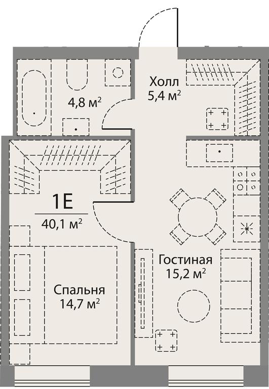 1-BD Apartment Sale, 40.1平方米 at Stories, zhiloy kompleks Storis na Mosfilmovskoy, kvartal Kinematograficheskiy, Moscow, Russia #2