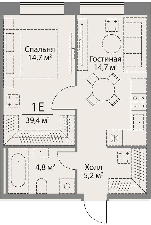1-BD Apartment Sale, 39.6 sq. m. at Stories, zhiloy kompleks Storis na Mosfilmovskoy, kvartal Kinematograficheskiy, Moscow, Russia #2