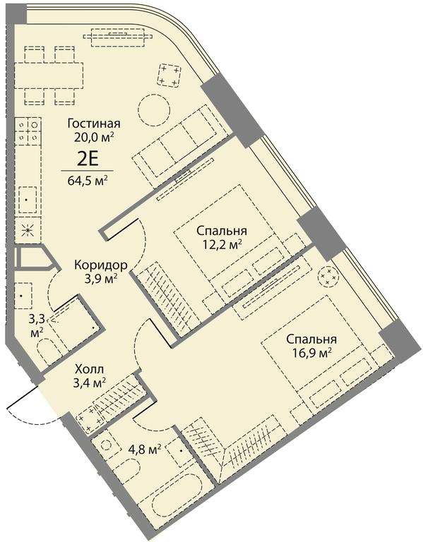 2-BD Apartment Sale, 64.5 sq. m. at Stories, zhiloy kompleks Storis na Mosfilmovskoy, kvartal Kinematograficheskiy, Moscow, Russia #2 2-BD Apartment Sale, 64.5 sq. m. at Stories, zhiloy kompleks Storis na Mosfilmovskoy, kvartal Kinematograficheskiy, Moscow, Russia #2