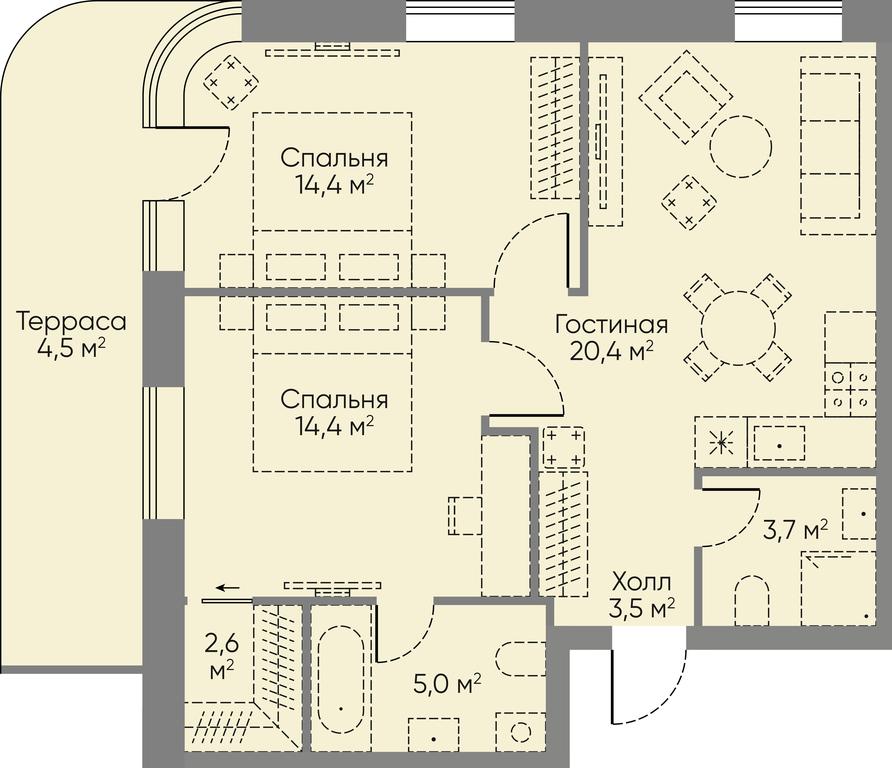 1-BD Apartment Sale, 39.9平方米 at Stories, zhiloy kompleks Storis na Mosfilmovskoy, kvartal Kinematograficheskiy, Moscow, Russia #1