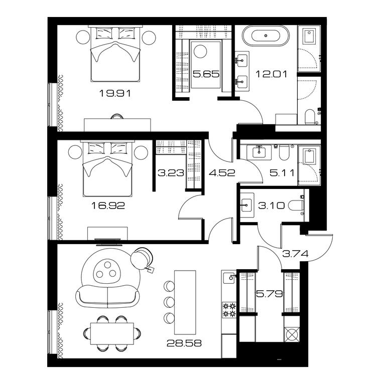 Продажа 2-комн. квартиры, 110,1 м² в ЖК «Лунар (Lunar)», Ленинский проспект, 38, Москва, Россия #1 Продажа 2-комн. квартиры, 110,1 м² в ЖК «Лунар (Lunar)», Ленинский проспект, 38, Москва, Россия #1