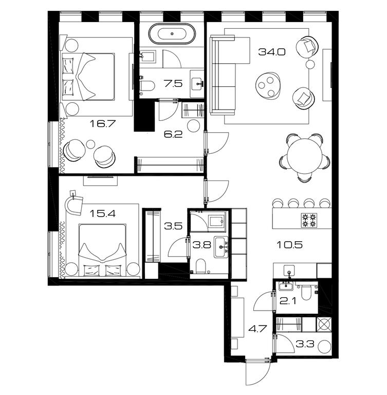 2-BD Apartment Sale, 112.5 sq. m. at Lunar, Leninsky Avenue, 38, Moscow, Russia #1 2-BD Apartment Sale, 112.5 sq. m. at Lunar, Leninsky Avenue, 38, Moscow, Russia #1