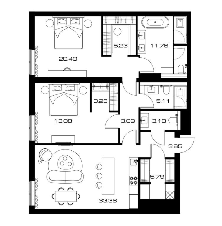 2-BD Apartment Sale, 110.1平方米 at Lunar, Leninsky Avenue, 38, Moscow, Russia #1 2-BD Apartment Sale, 110.1平方米 at Lunar, Leninsky Avenue, 38, Moscow, Russia #1