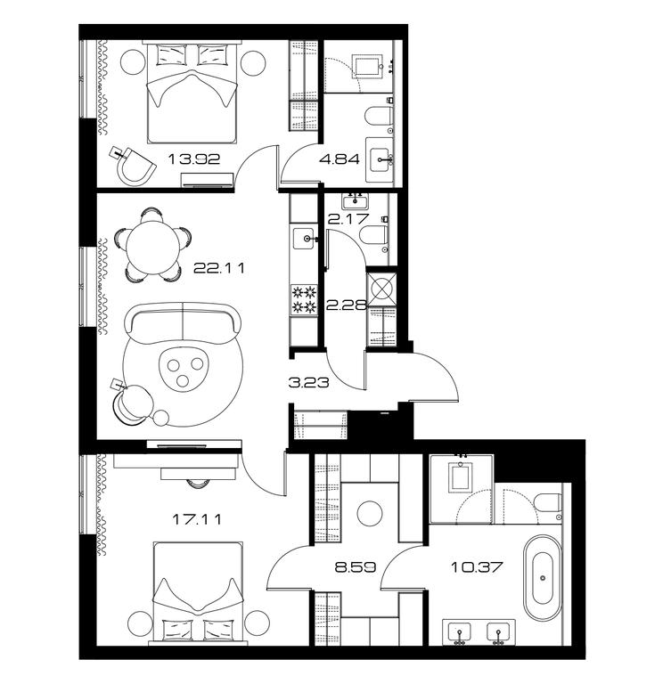2-BD Apartment Sale, 85.1 sq. m. at Lunar, Leninsky Avenue, 38, Moscow, Russia #1 2-BD Apartment Sale, 85.1 sq. m. at Lunar, Leninsky Avenue, 38, Moscow, Russia #1
