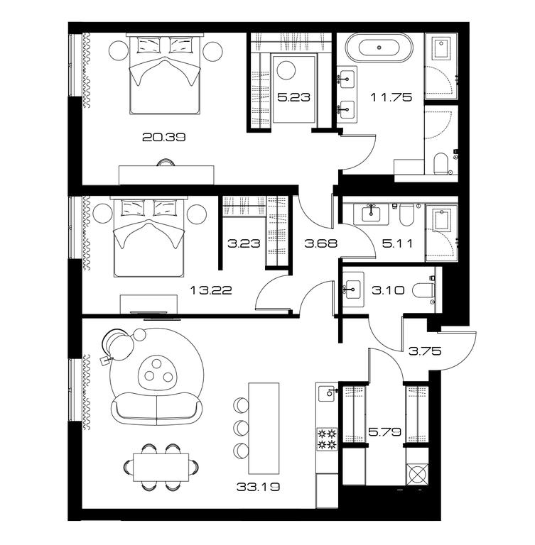 2-BD Apartment Sale, 110.4平方米 at Lunar, Leninsky Avenue, 38, Moscow, Russia #1 2-BD Apartment Sale, 110.4平方米 at Lunar, Leninsky Avenue, 38, Moscow, Russia #1