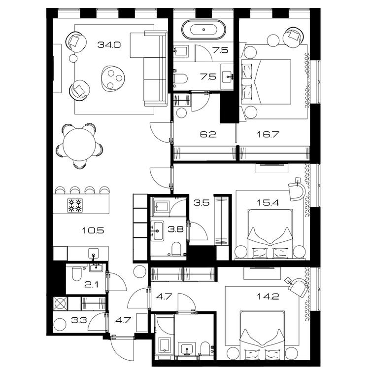 Продажа 3-комн. квартиры, 137 м² в ЖК «Лунар (Lunar)», Ленинский проспект, 38, Москва, Россия #1